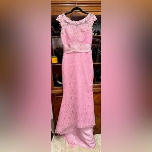 Elegant Pink Lace Gown